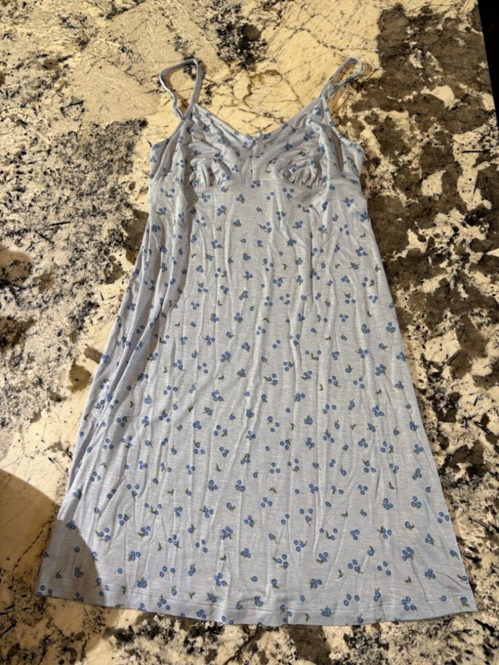 NWOT La Vie en Rose Light Blue Blueberry Slip Dress